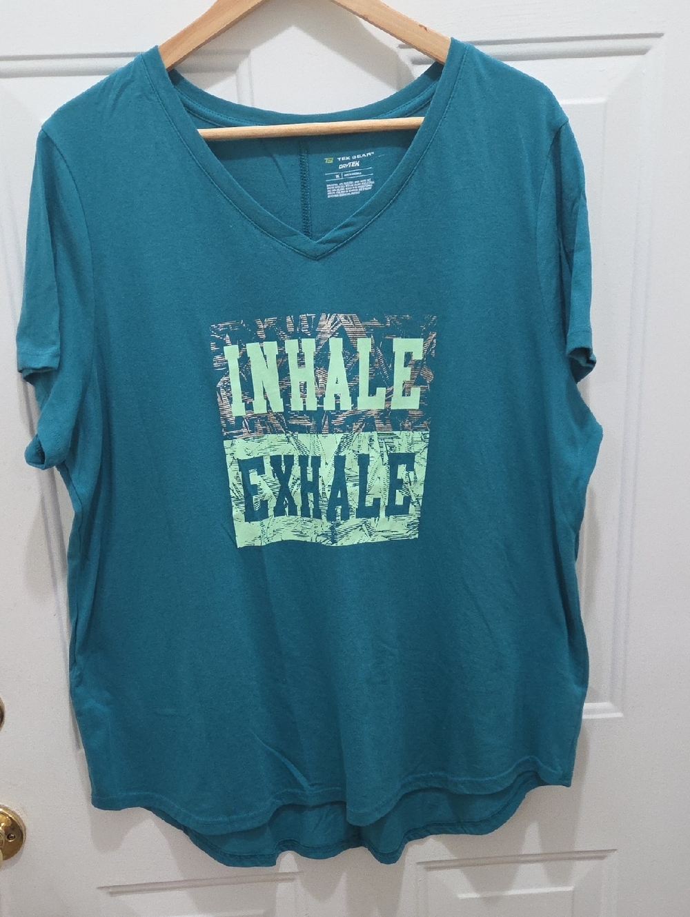 Tek Gear Teal DryTek Athletic Tee with Lime Logo 1X